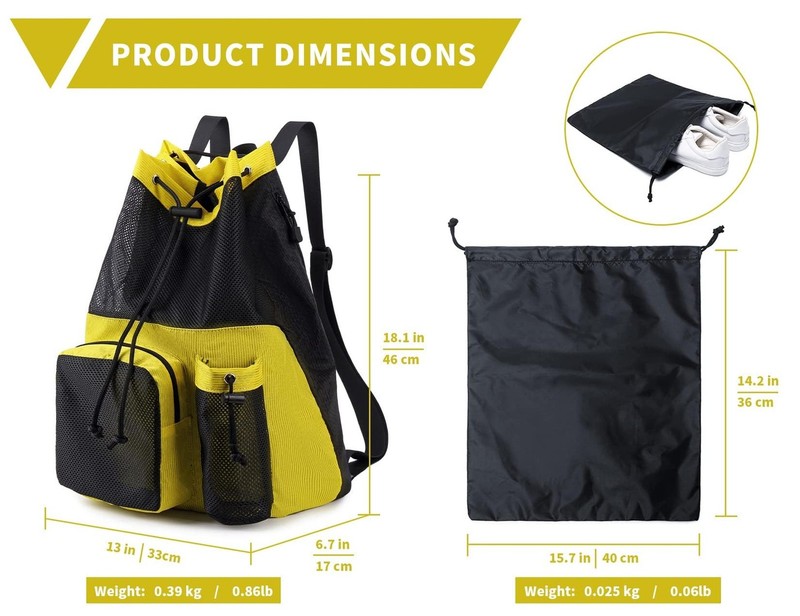 Lohol Large Mesh Drawstring Backpack with Shoe Bag, Durable Swimming String S... gallery