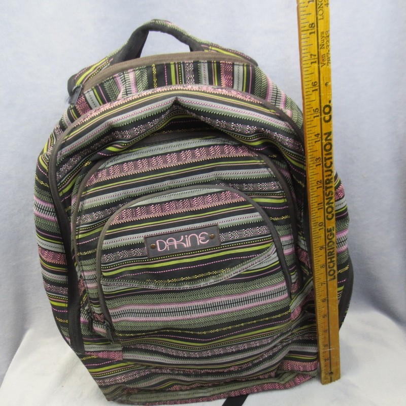 Dakine Striped Backpack Multicolor Black Pink Yellow Lined Laptop Sleeve Daypack gallery