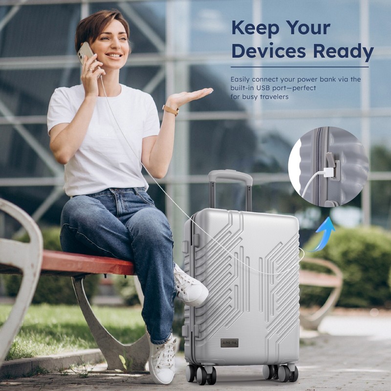 Luggage Aluminum Frame Hard Shell Suitcase PC+ABS w/ Spinner Wheels TSA Lock 20" gallery
