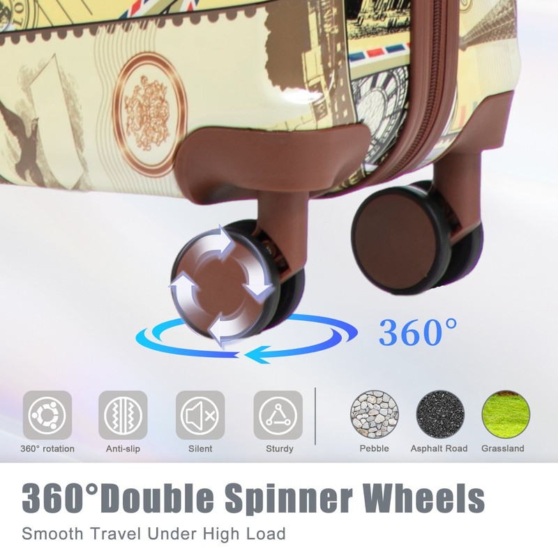PC Spinner Luggage Set 20" 24" 28" 3-Piece Carry-On Printed Lock gallery