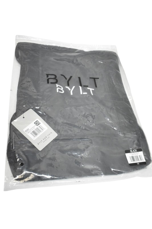 BYLT Black Ripstop Drawstring Bag OS Gym Backpack Travel Sports Sackpack Bag