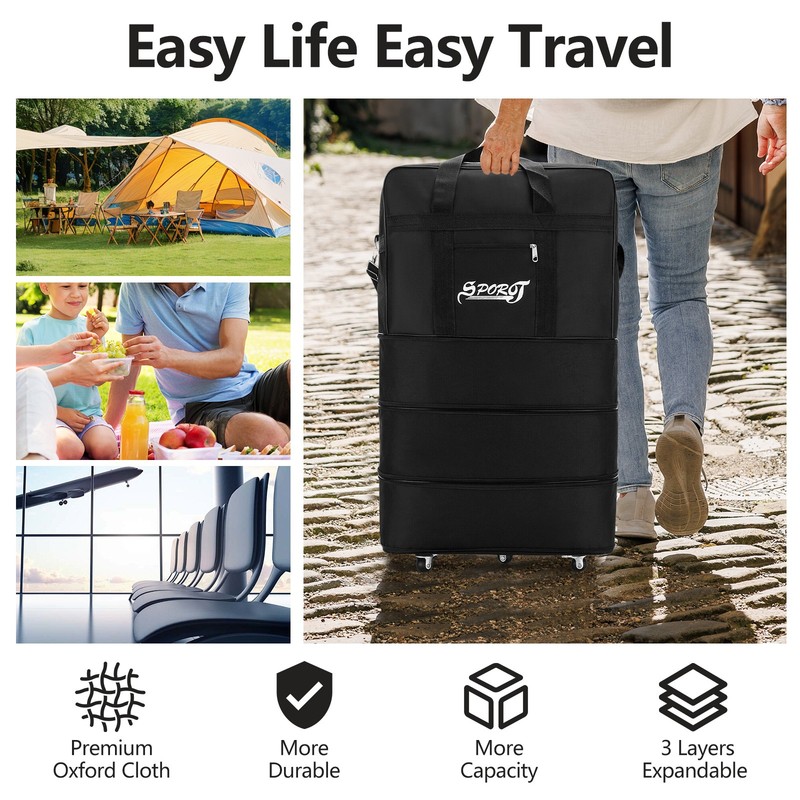 32Inch Expandable Suitcase Bag 3Layer Collapsible Rolling Luggage Bag for Travel gallery
