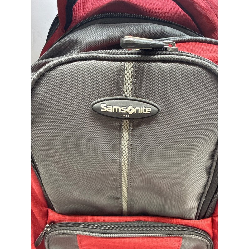 Samsonite 1910 Backpack Red Gray Multi-Pocket Laptop Travel Bag Mens Womens gallery