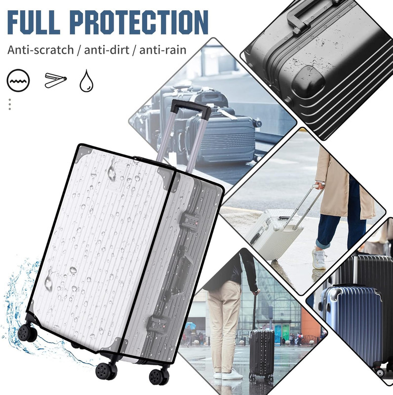 Luggage Protector Suitcase Cover PVC Bag Dust Proof Travel Suitcase with A Lu…