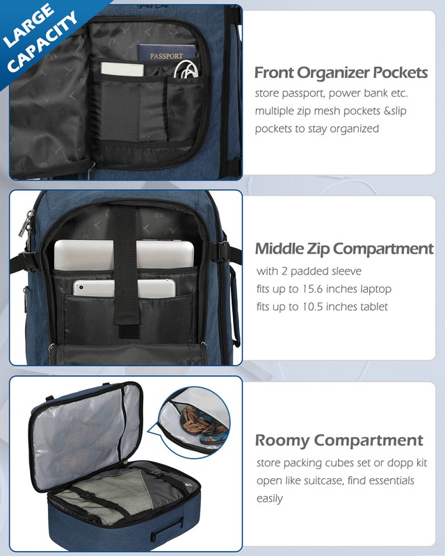40L Flight Approved Carry on Backpack Travel Expandable Large Suitcase Weekender gallery