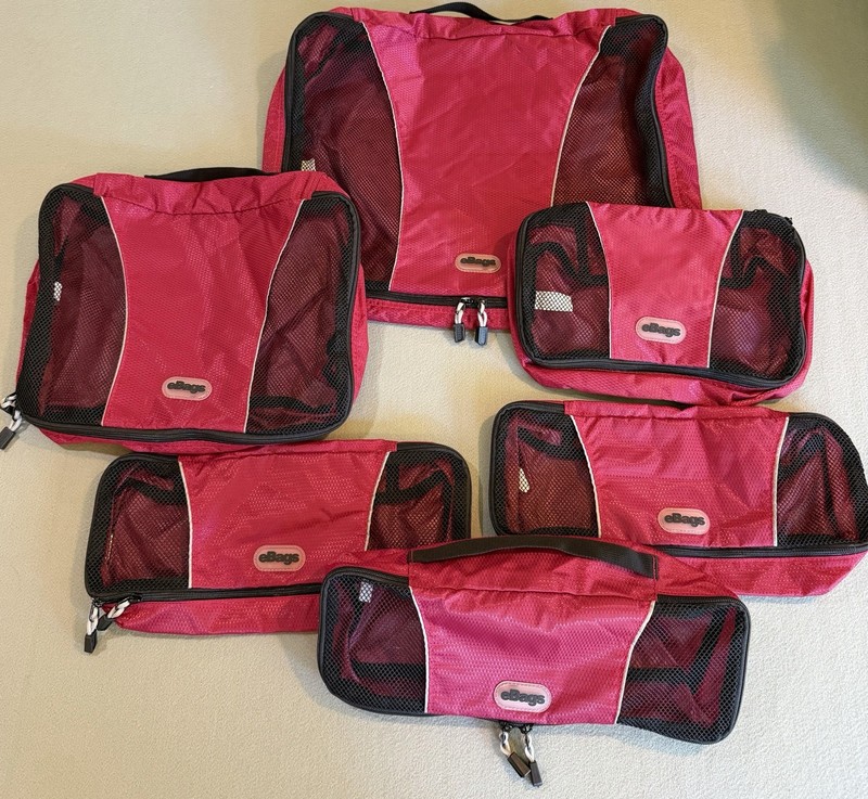 eBags Classic Packing Travel Cubes 6 Piece Set Garnet Red Nylon Mesh