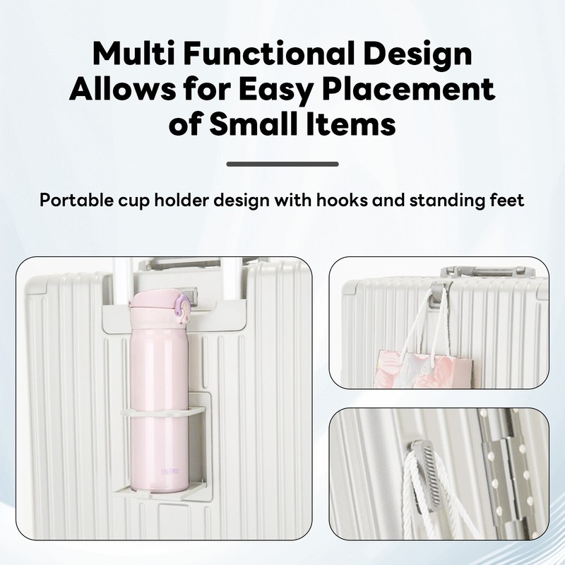 22" Hardside Spinner Suitcase USB Port Cup Holder Phone Stand Travel Luggage gallery