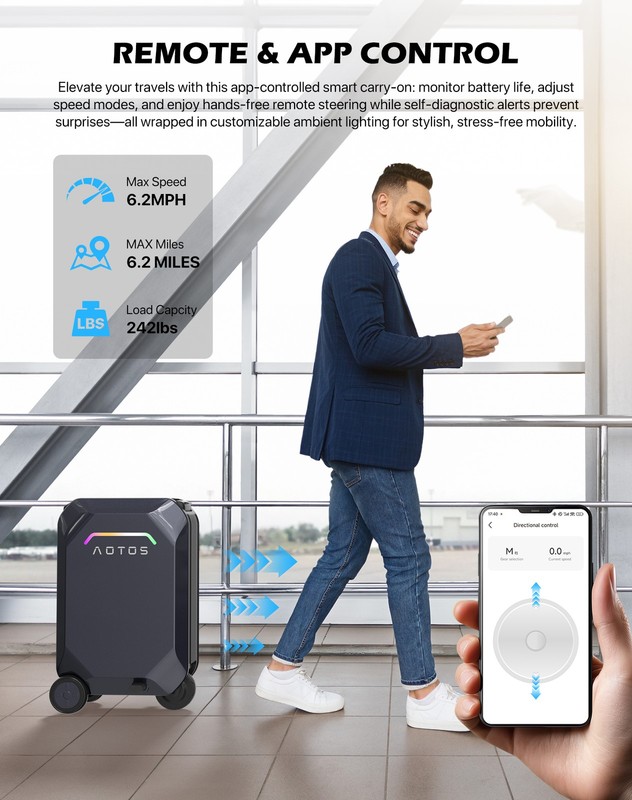 20" Electric Suitcase Rideable Boardable Luggage 10KM Range,Smart Suitcase 31L gallery