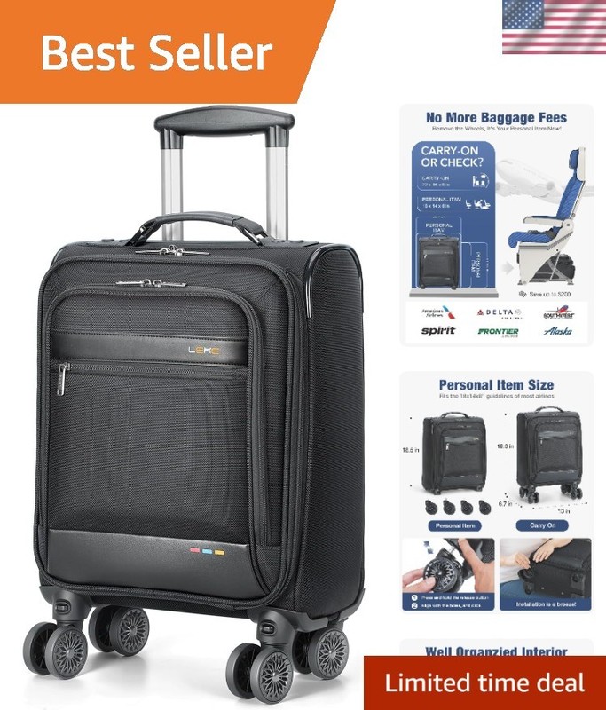 Stylish Softside Carry-On Bag with Rear Strap & Spinner Wheels for Easy Travel