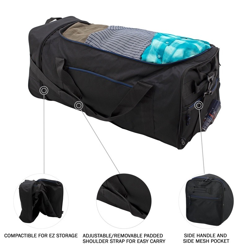 32 Inch Large Compact Rolling Duffel Bag Travel Storage Tote Lightweight Wheels gallery