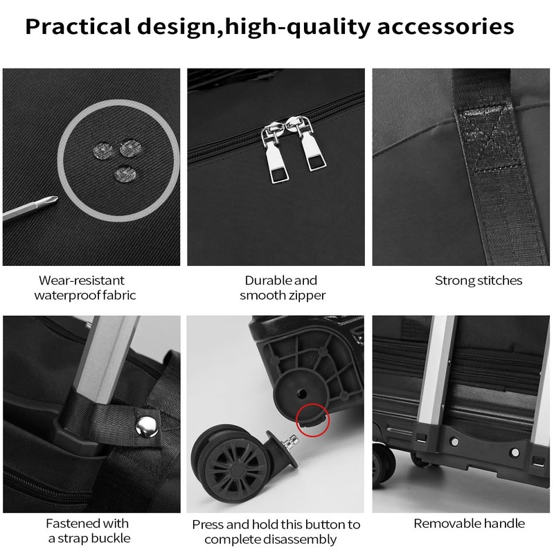 Expandable Rolling Duffle Bag with Wheels, Collapsible Travel Luggage for Gym gallery