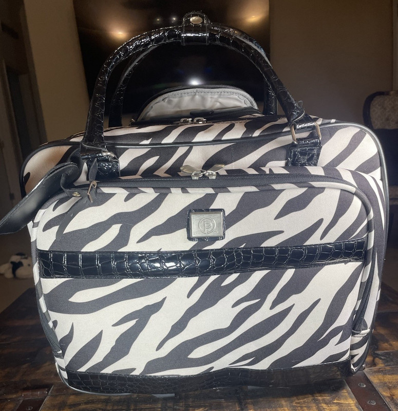 Protege Collection Rolling Computer Bag Carry On Expandable Zebra Print Travel