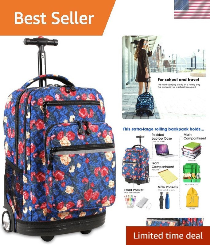 Durable J World 20 Inch Roller Backpack with Laptop Compartment – Vintage Rose