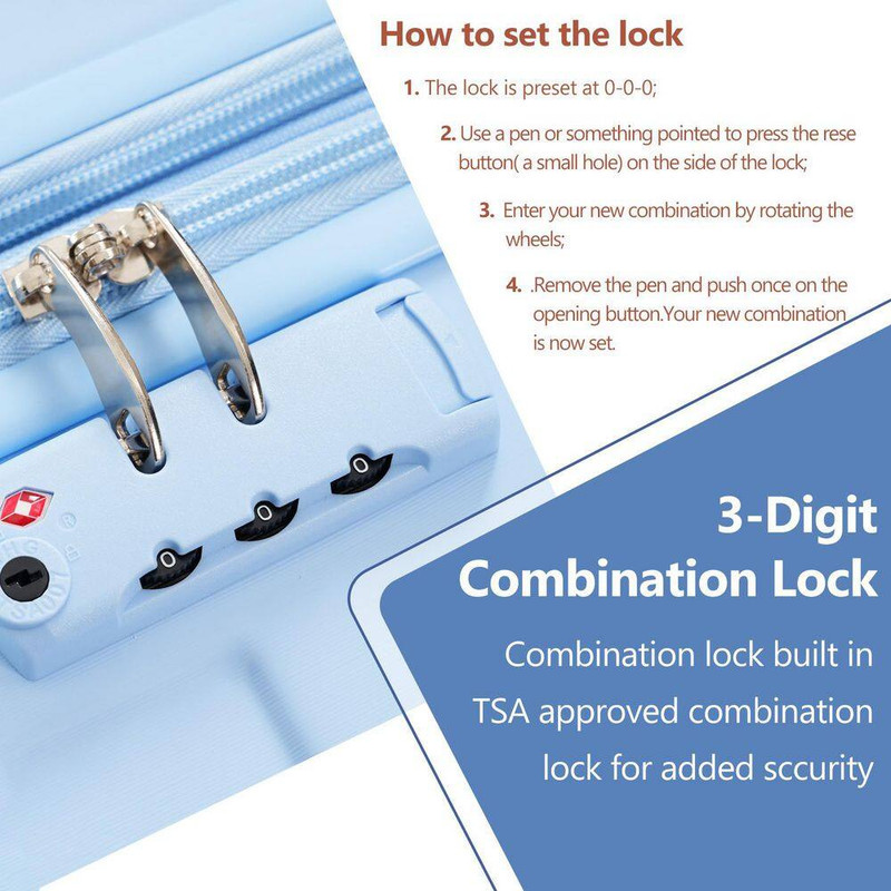 29.5 In. Sky Blue Lightweight Durable ABS Hardshell Suitcase Single Luggage gallery