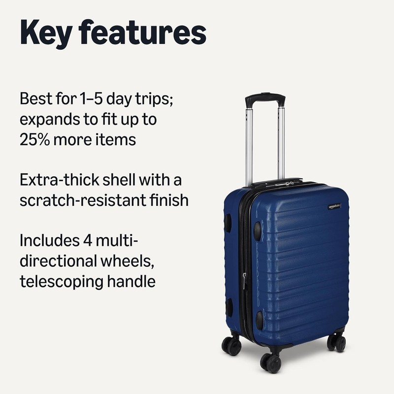 Amazon Basics 21" Hardside Carry-On Luggage, Hardshell Suitcase With Wheels gallery
