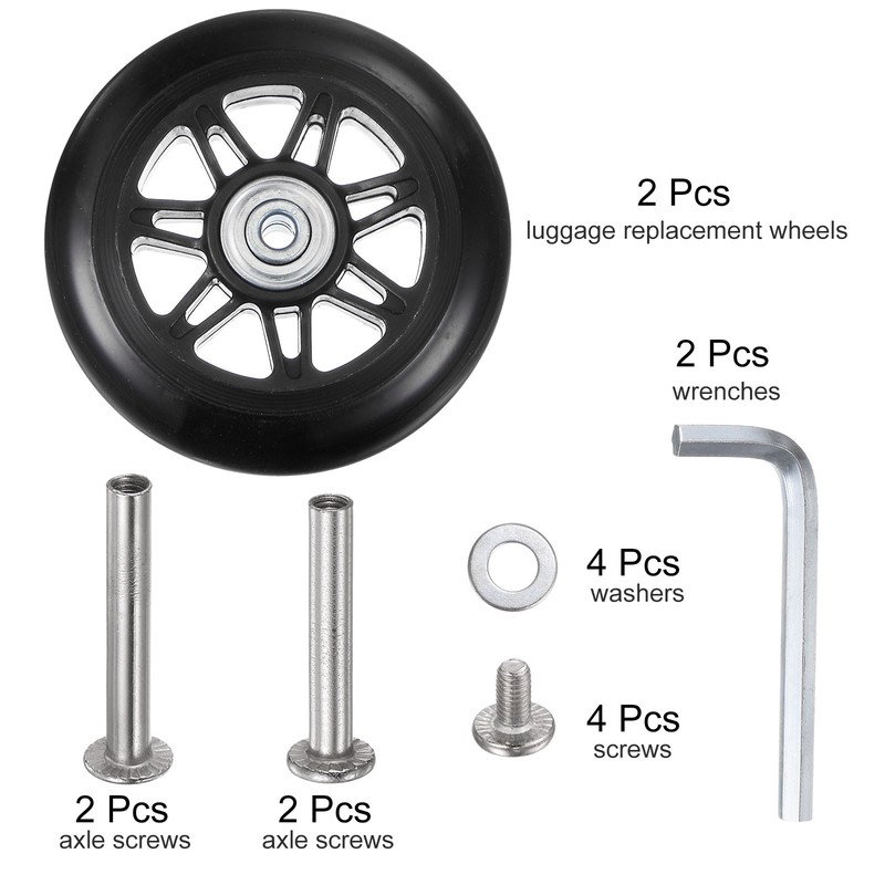 Replacement Luggage Wheels 90mm x 24mm Suitcase Wheel Repair Kits gallery