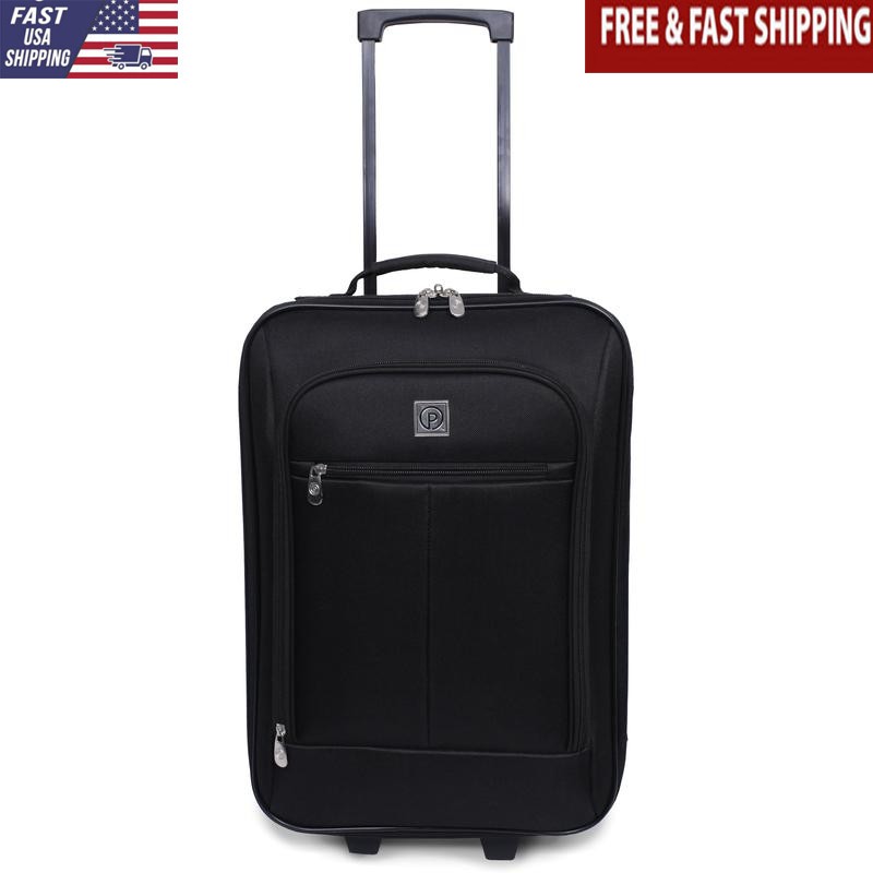 Softside Carry-on Luggage 18in Telescopic Handle Inline Skate Wheels Travel Case