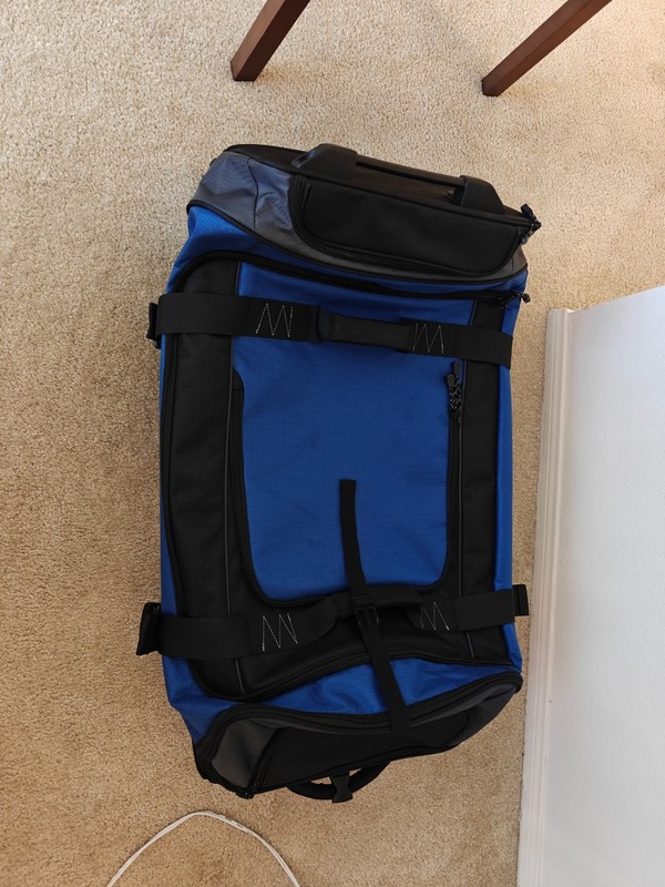 Amazon Basics 35-Inch Large Rolling Duffle Bag with Wheels and Handle - Blue gallery