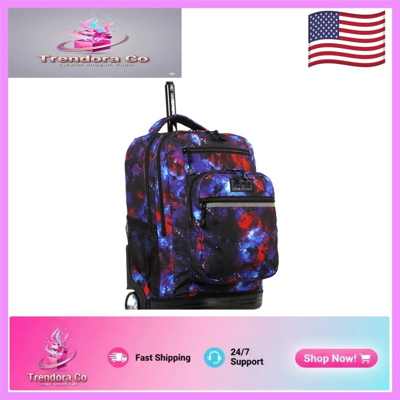J World Sundance Galaxy Rolling Backpack for Kids & Adults – 20-inch Capacity