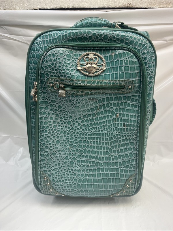 3pc. Kathy Van Zeeland Croco PVC Designer Luggage Lightweight Expandable Black