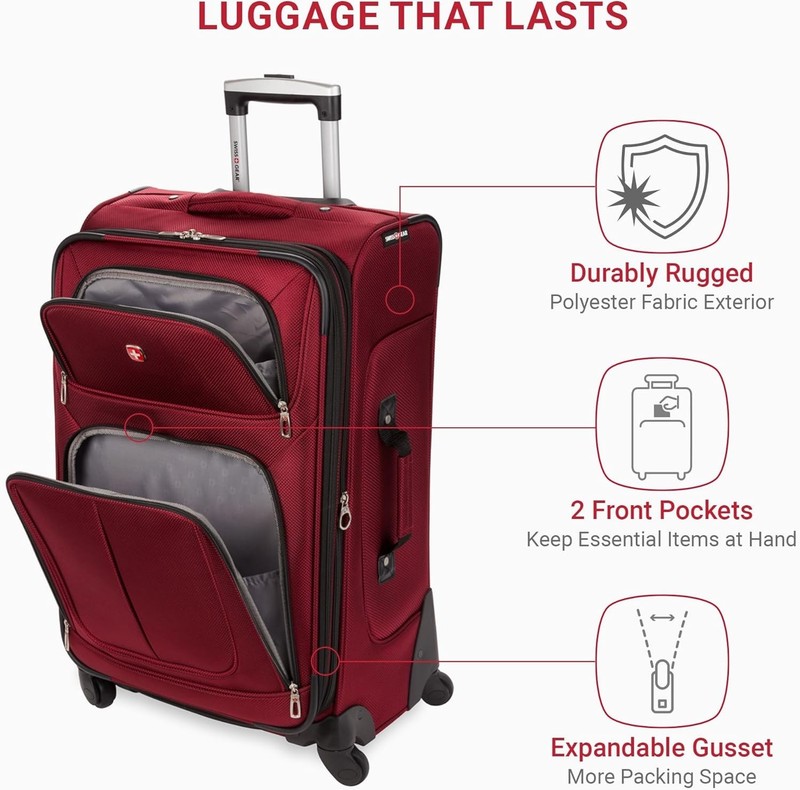Softside Spinner Luggage Polyester 25-Inch Expandable Travel Suitcase gallery