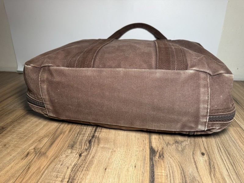 Vintage Bag Case Tote LANDS END SQUARE RIGGER CANVAS Duck Heavy Brown Carry gallery
