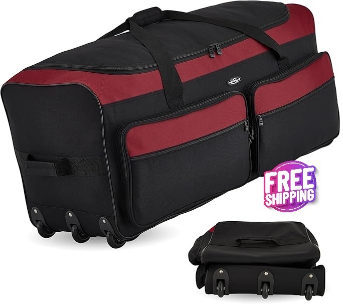 Bolsa de viaje plegable y expandible con ruedas de 36 pulgadas color Roja NUEVO