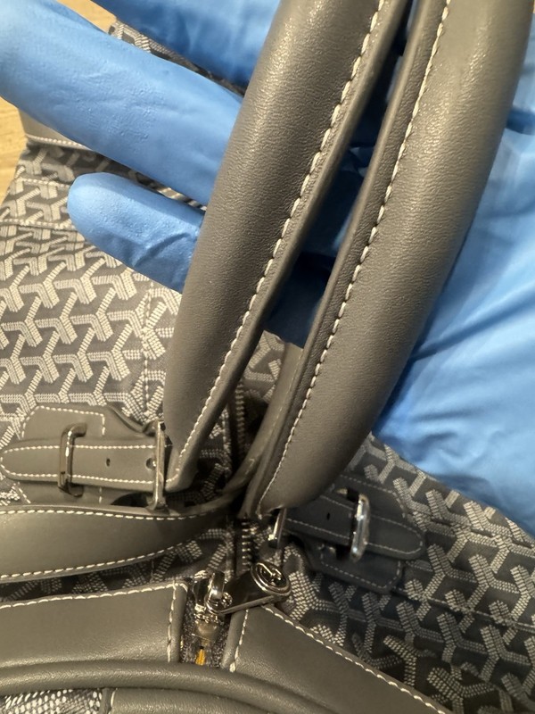 Goyard Gray Abstract Duffle Bag Adjustable Straps Zipper Yellow Interior gallery