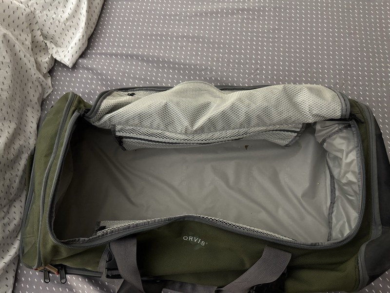 Orvis Rolling Duffel Bag Green Luggage Canvas Wheels Travel 32" x 17” x 12” gallery