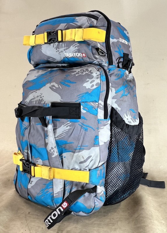 Burton Blue Camo Backpack Padded camera Backpack Snowboard Hiking Camping gallery