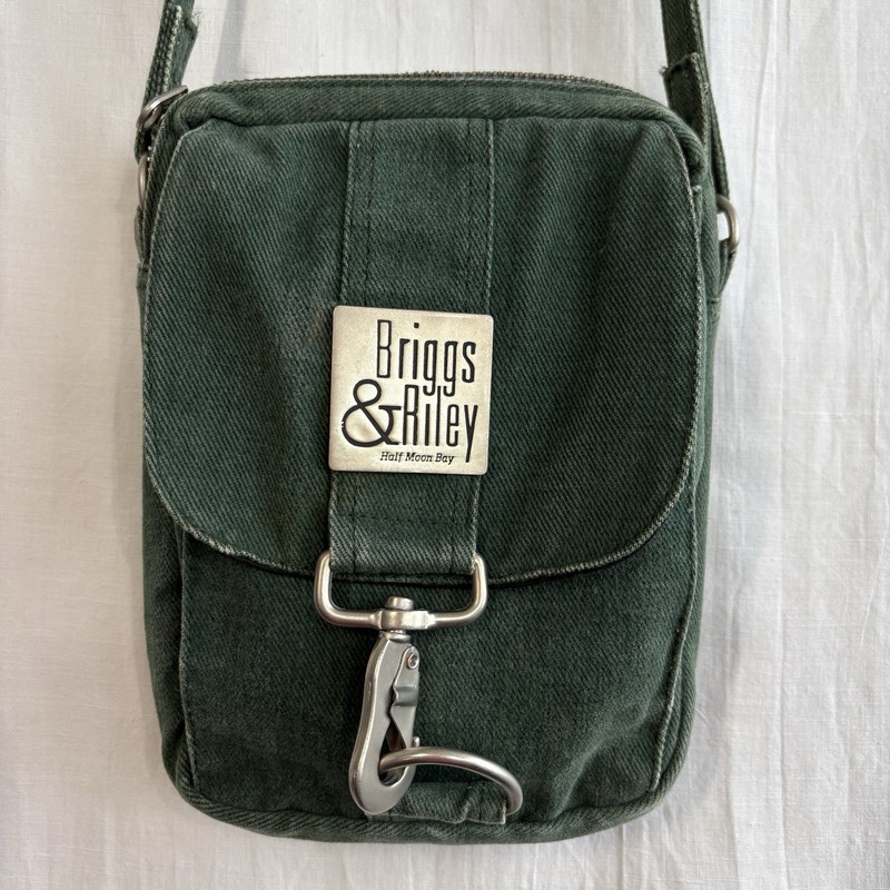Vtg Briggs& Riley Half Moon Bay Green Unisex Canvas Crossbody Travel Utility Bag gallery