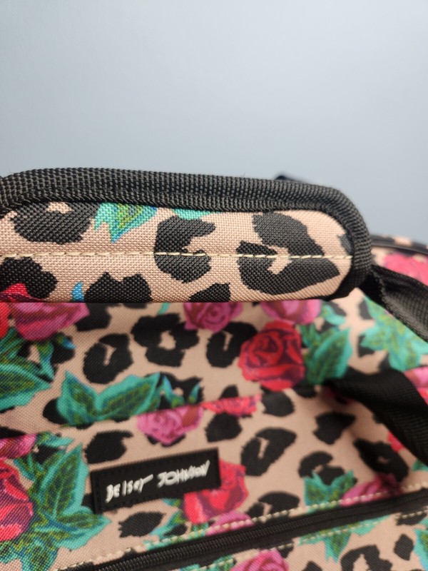 NWT Super Cute! BETSEY JOHNSON 22in Leopard Rose Wheeled Duffle gallery