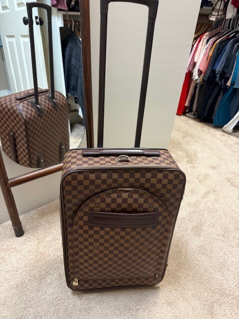 Authentic Louis Vuitton Checkered Pegase 55 Travel Leather/Monogram Suitcase