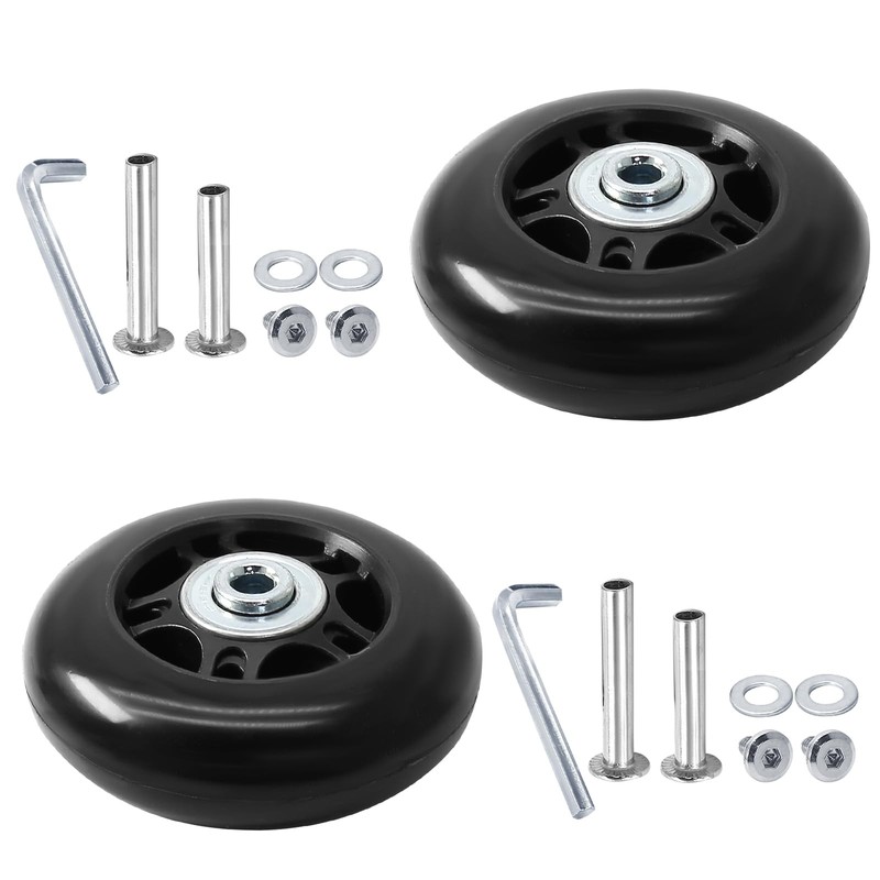 suiwotin 2pcs 75 x 24mm Luggage Wheels Replacement, Black Rubber Suitcase Whe…