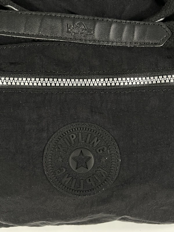 Vintage Kipling Duffle Bag Black Nylon Travel Expandable Weekend Zip Tote gallery