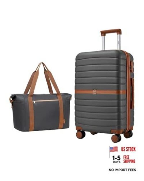 Luggage Sets 2 Pieces – Expandable 24 Inch – Grey/Brown – 24/Db