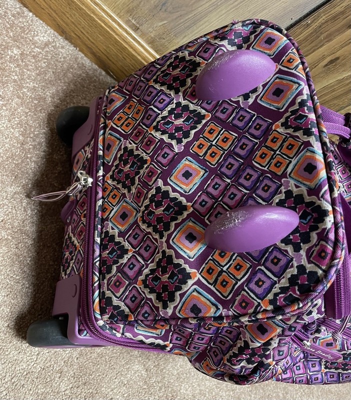 Vera Bradley Ripstop Foldable Rolling Duffle Bag Diamond Dreams Suitcase Purple gallery