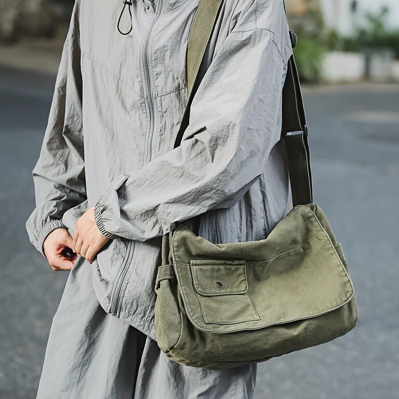 Canvas Messenger Bag Large Capacity Crossbody Shoulder Book Bag Students gallery