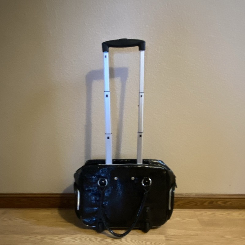 Black Patterned Wheeled computer or carry-On Bag with Telescopic Handle gallery