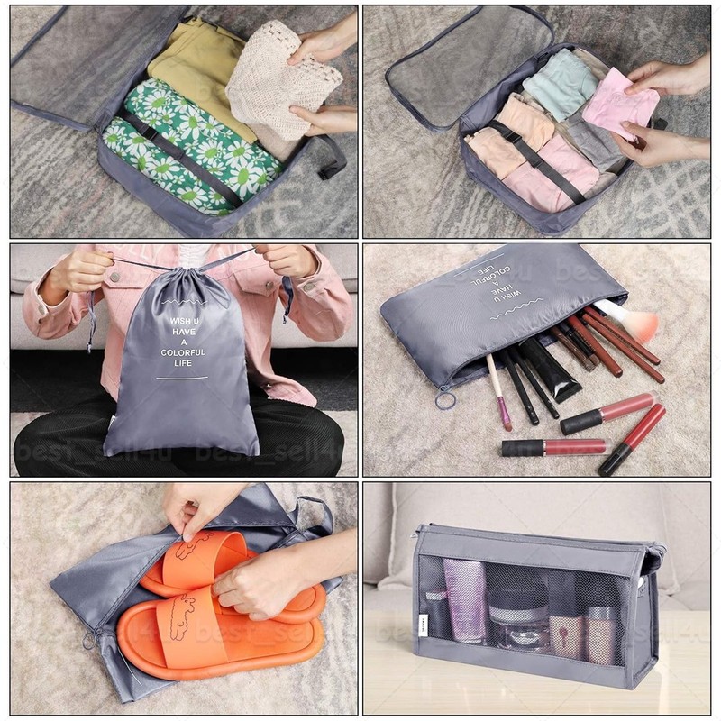 8x Packing Cubes Luggage Organizer Storage Bags Suitcase for Travel Accessories gallery