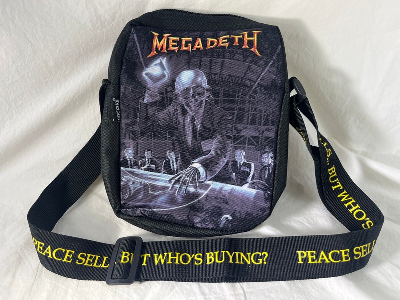 Megadeth Peace Sells crossbody bag Rocksax adjustable straps pocket 9″x7″ metal
