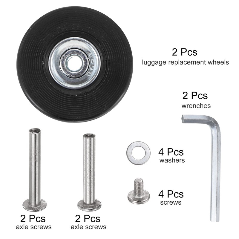 Replacement Luggage Wheels 50mm x 18mm Suitcase Wheel Repair Kit New gallery