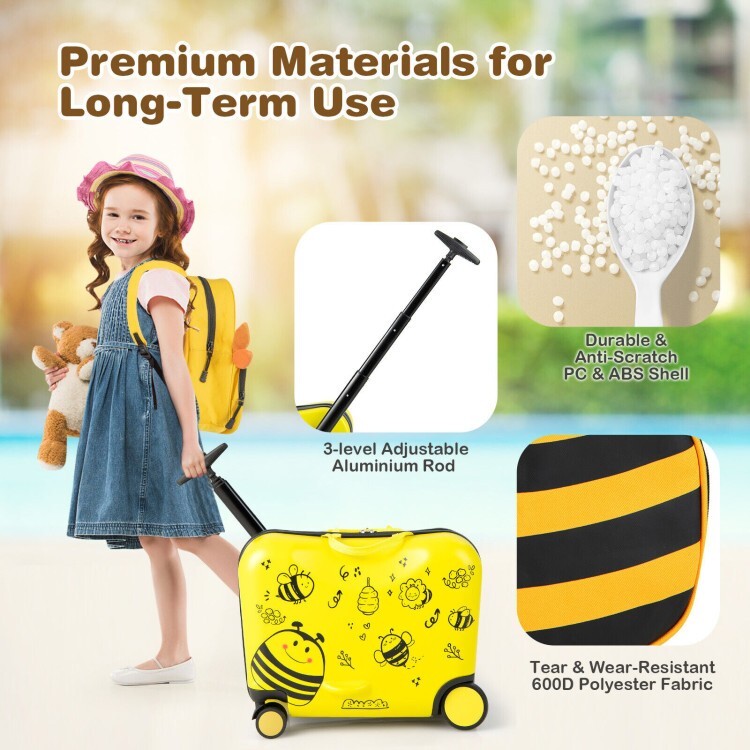 2 Pieces 18 Inch Ride-on Kids Luggage Set with Spinner Wheels gallery