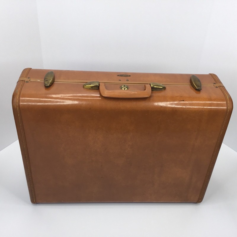 Shwayder Bros. Samsonite O’ Nite Regular Suitcase Saddle Tan Detroit Tag 21.50”