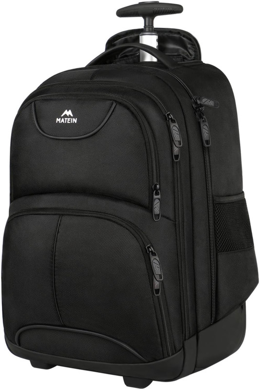 Rolling Backpack, 17 Inch Water Resistant Wheeled Laptop Backpack, Carry on Lugg