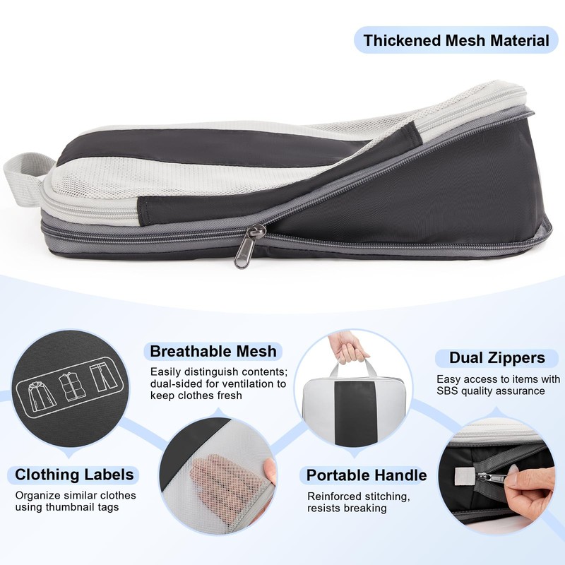 6 Set Compression Packing Cubes for Travel Essentials,Compressible Expandable... gallery