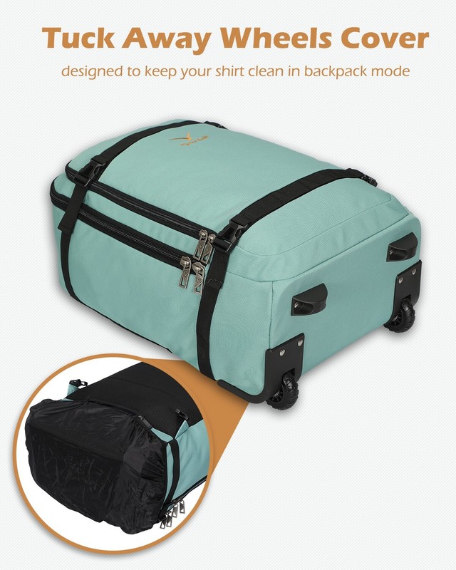 Hynes Eagle Convertible Rolling Backpack Travel 2-Wheels Carry-on Laptop Luggage gallery