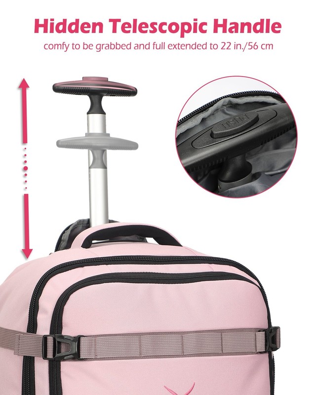 Hynes Eagle 42L Rolling Backpack Flight Approved Carry on Luggage TSA Suitcase gallery