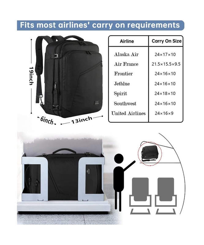 MATEIN Carry on Backpack, Extra Large Travel Backpack Expandable Airplane App... gallery