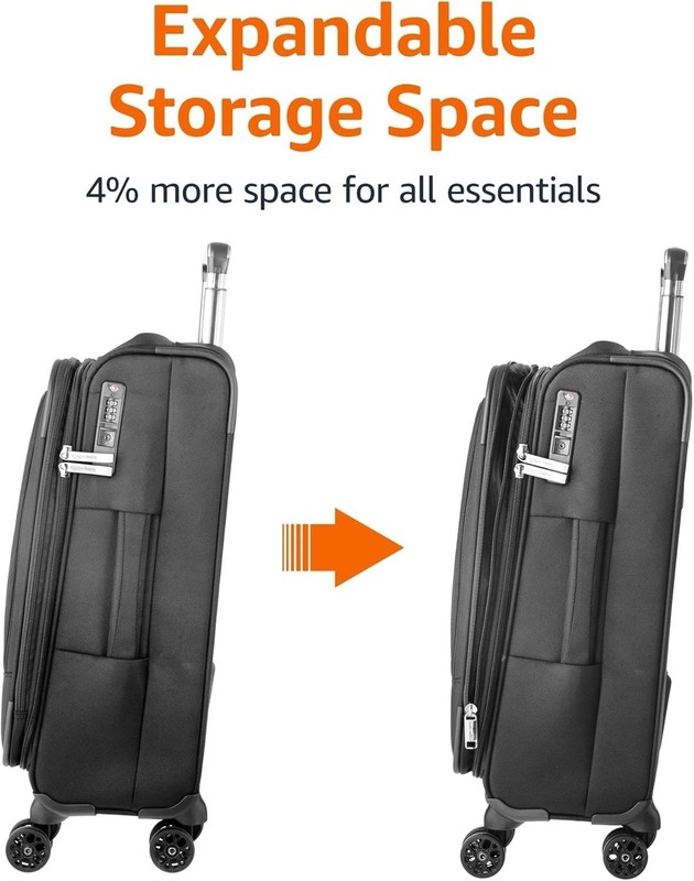 Amazon Basics 20" Luggage, Softside Suitcase With TSA Lock, On Wheels, 3 Pockets gallery